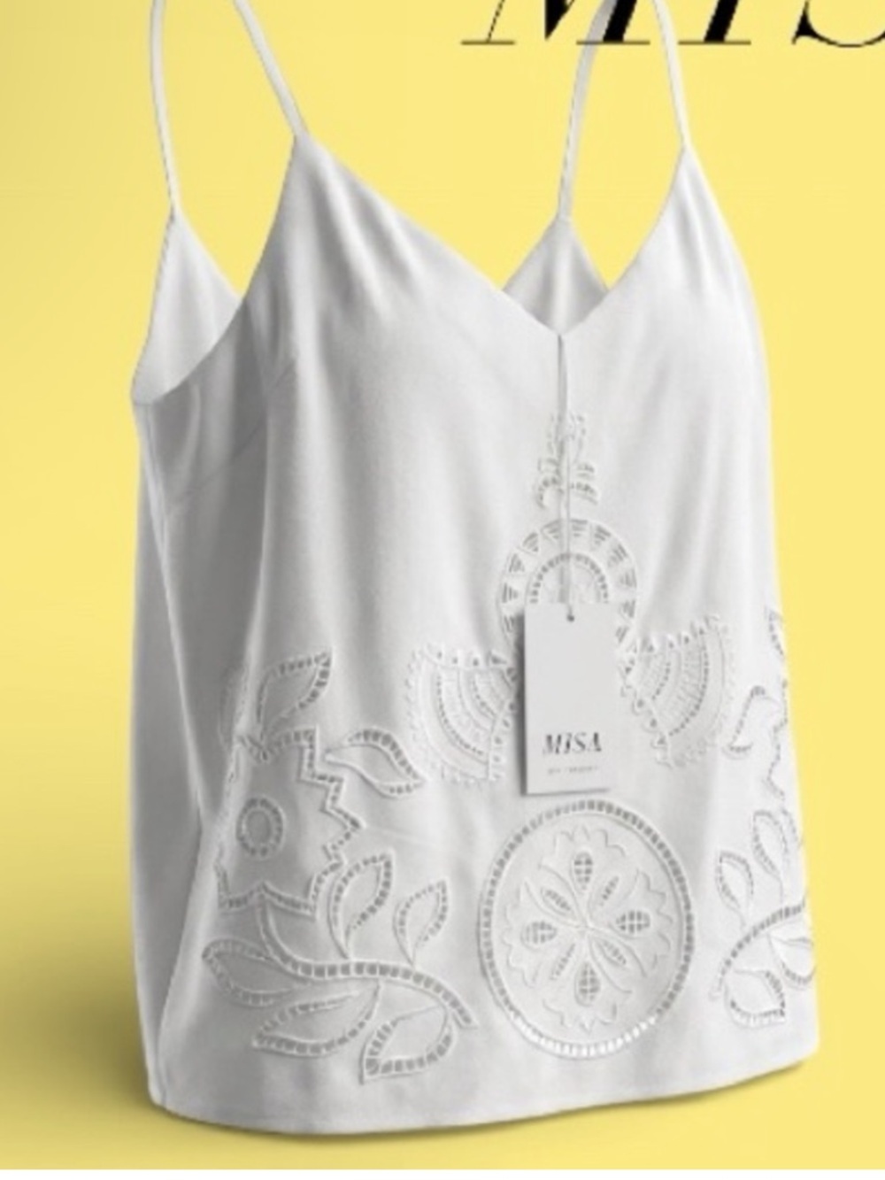 Misa Los Angeles Marcela White Eyelet Cotton Cami Tank - Picture 3 of 5